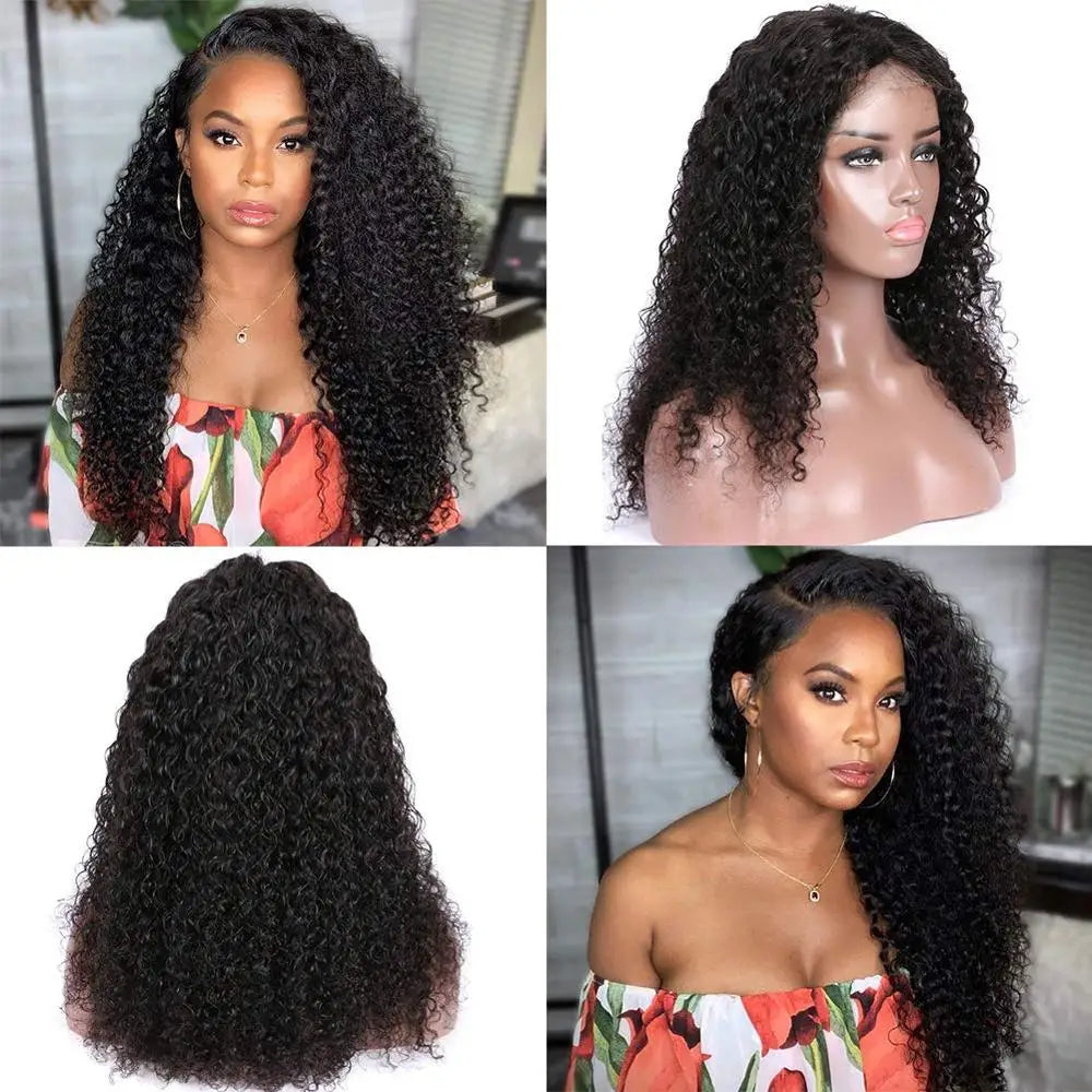 Cynosure HD Transparent 13x4 Lace Front Human Hair Wigs For Women Preplucked Mongolian Kinky Curly Remy Lace Frontal Wig