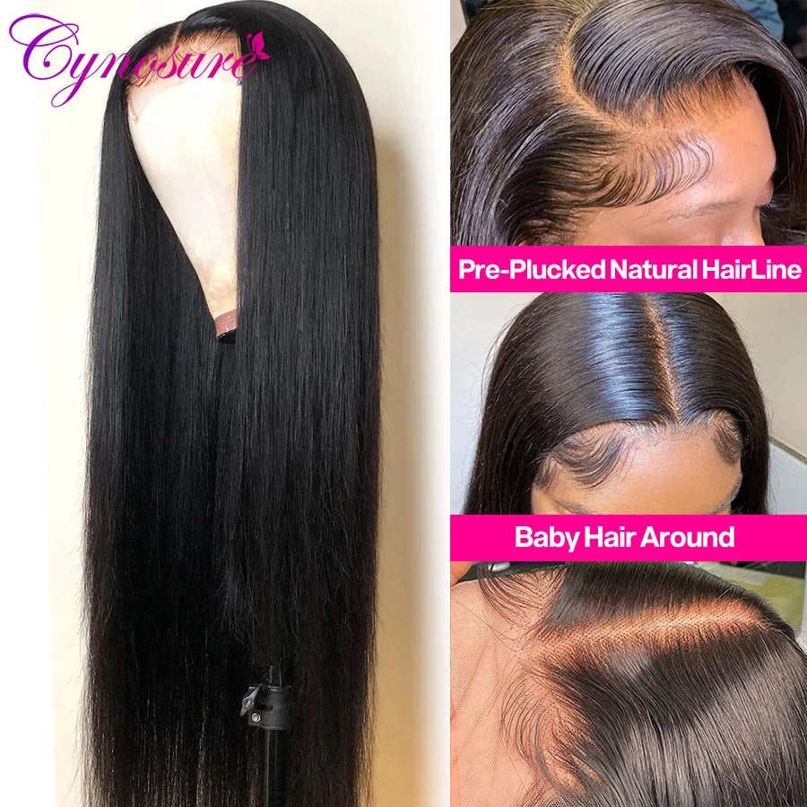 Cynosure 5x5 Lace Closure Wig Brazilian Straight HD Transparent Lace Front Wig For Black Women 18-30 inch Remy Human Hair Wigs