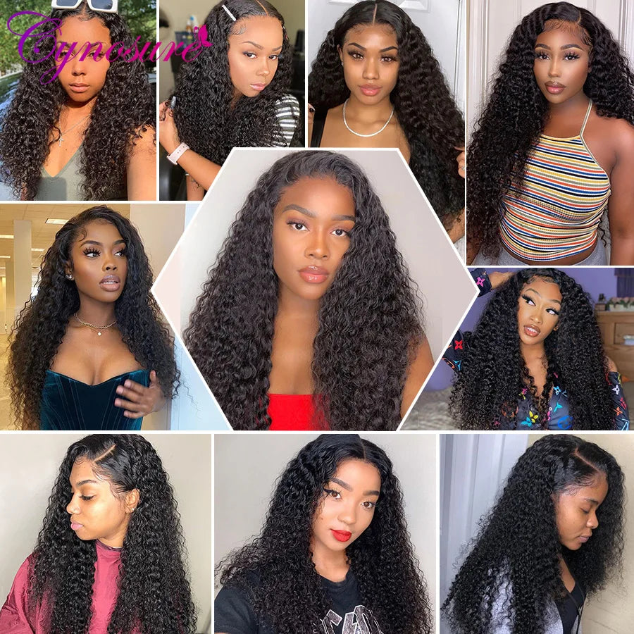 Cynosure Kinky Curly Lace Front Wig Full Lace Front Human Hair Wigs For Black Women 30 34 Inch HD Wet And Wavy Curly Frontal Wig