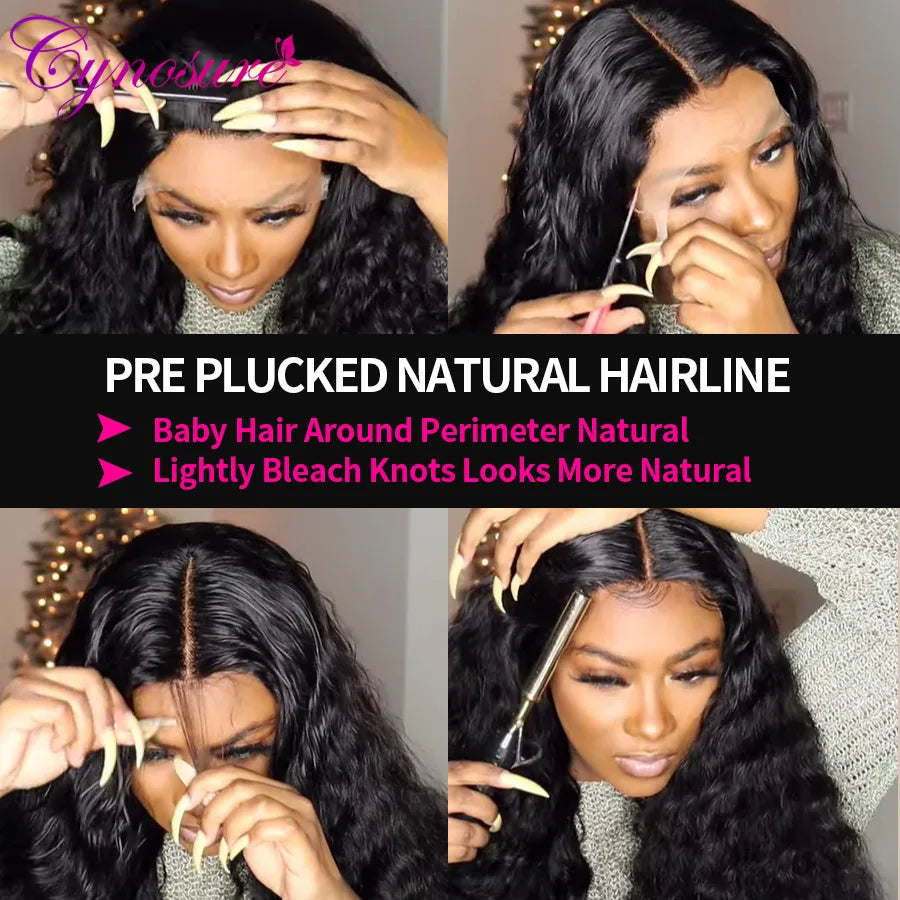 Cynosure Water Wave Lace Front Human Hair Wigs For Women PrePlucked 13x4/13x6 HD Transparent Lace Frontal Human Hair Wigs