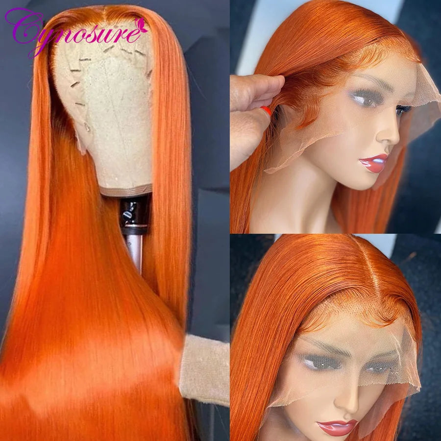 Cynosure Orange Ginger Brazilian 13x4 Lace Front Human Hair Wigs For Women Straight Lace Front Wig Remy Human Hair Frontal Wig