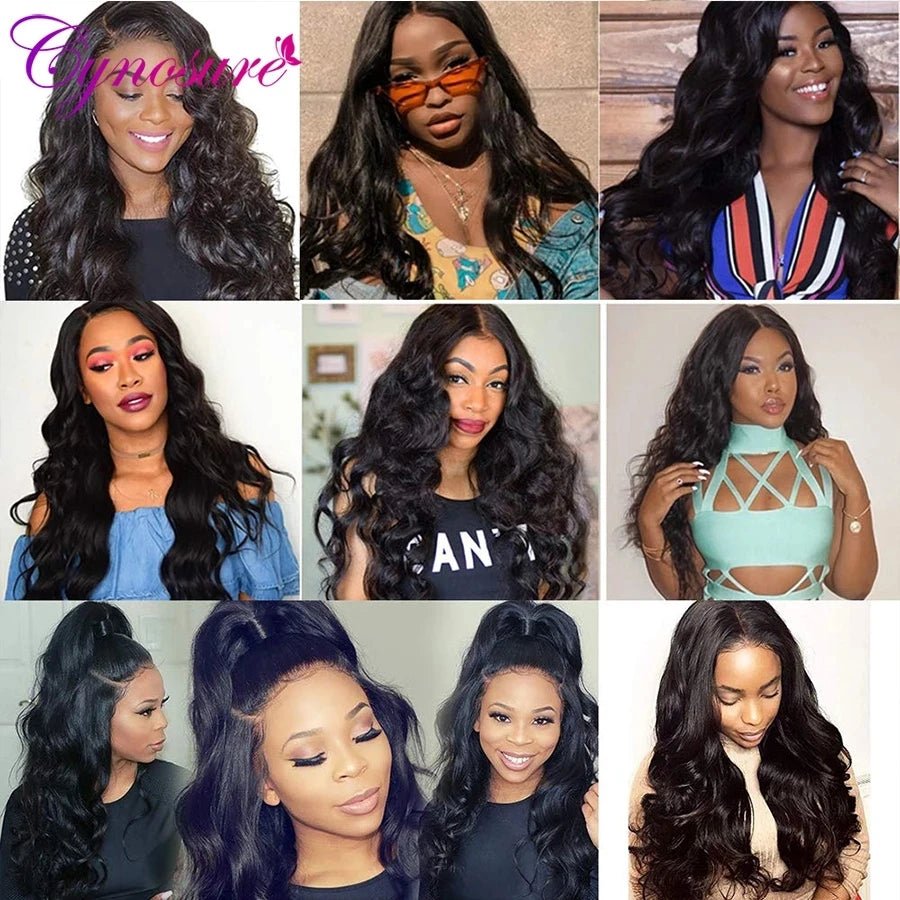 Cynosure HD Transparent Lace Front Human Hair Wigs PrePlucked 13x6 180% Brazilian Body Wave Lace Frontal Wig With Baby Hair Remy