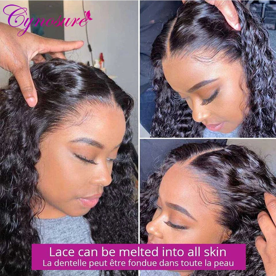 Water Wave Closure Wig Human Hair Lace Frontal Wigs Remy Lace Front Wig Pre Plucked Bleached Knots Wigs 13x4 Frontal Lace Wig