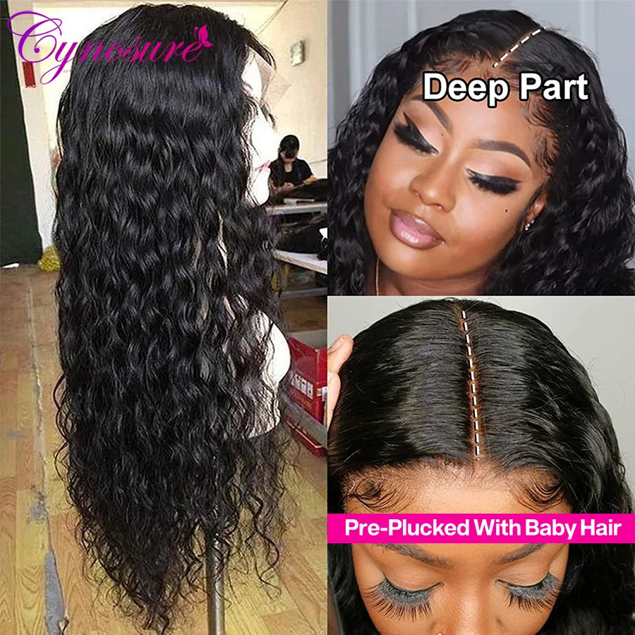 Water Wave Wig HD Lace Frontal Wig Pre Plucked Cynosure Wigs 4x4 Lace Closure Wig Human Hair Wigs for Women PrePlucked Remy Hair