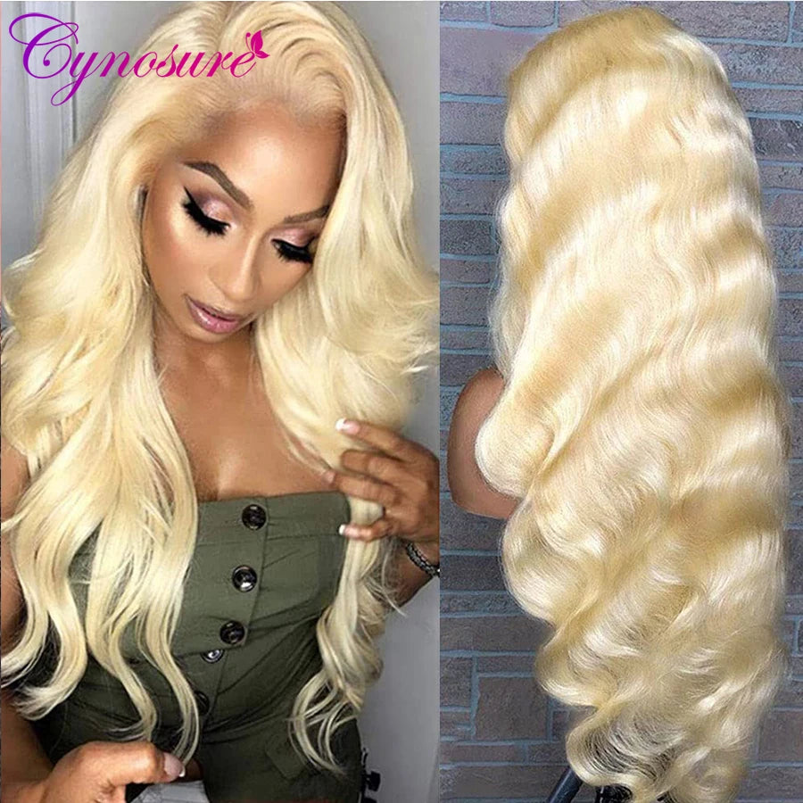 Cynosure 613 Blonde Lace Frontal Wig 13x4 Brazilian Body Wave Lace Front Wig Preplucked Transparent Lace Front Human Hair Wigs