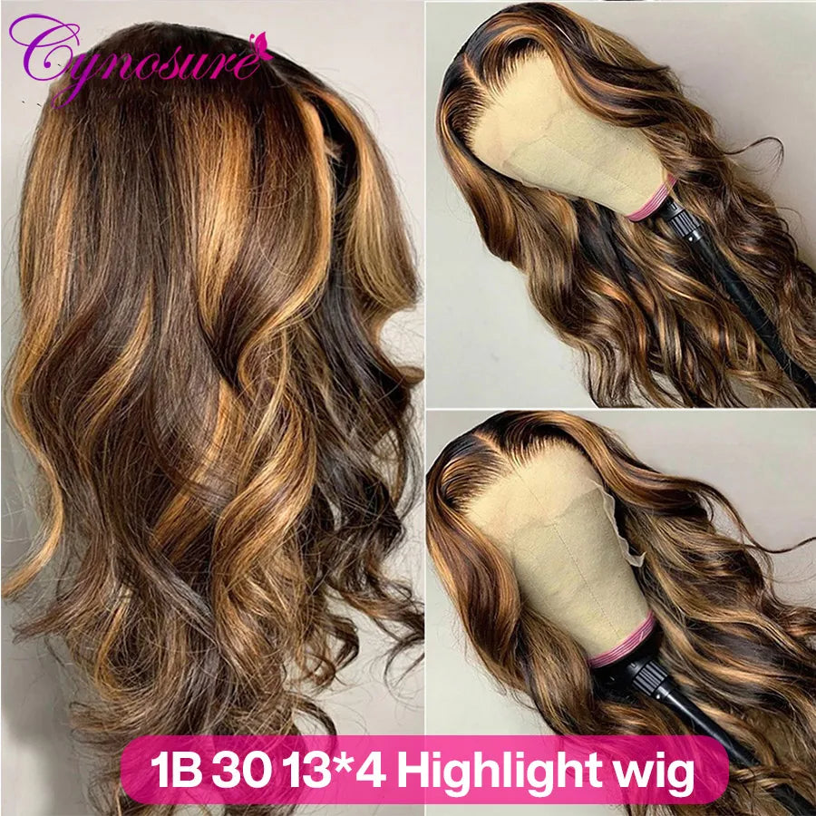 Cynosure #4/27 Highlight Colored Lace Front Human Hair Wigs For Black Women 13x4 Remy Brazilian Body Wave Lace Frontal Wig