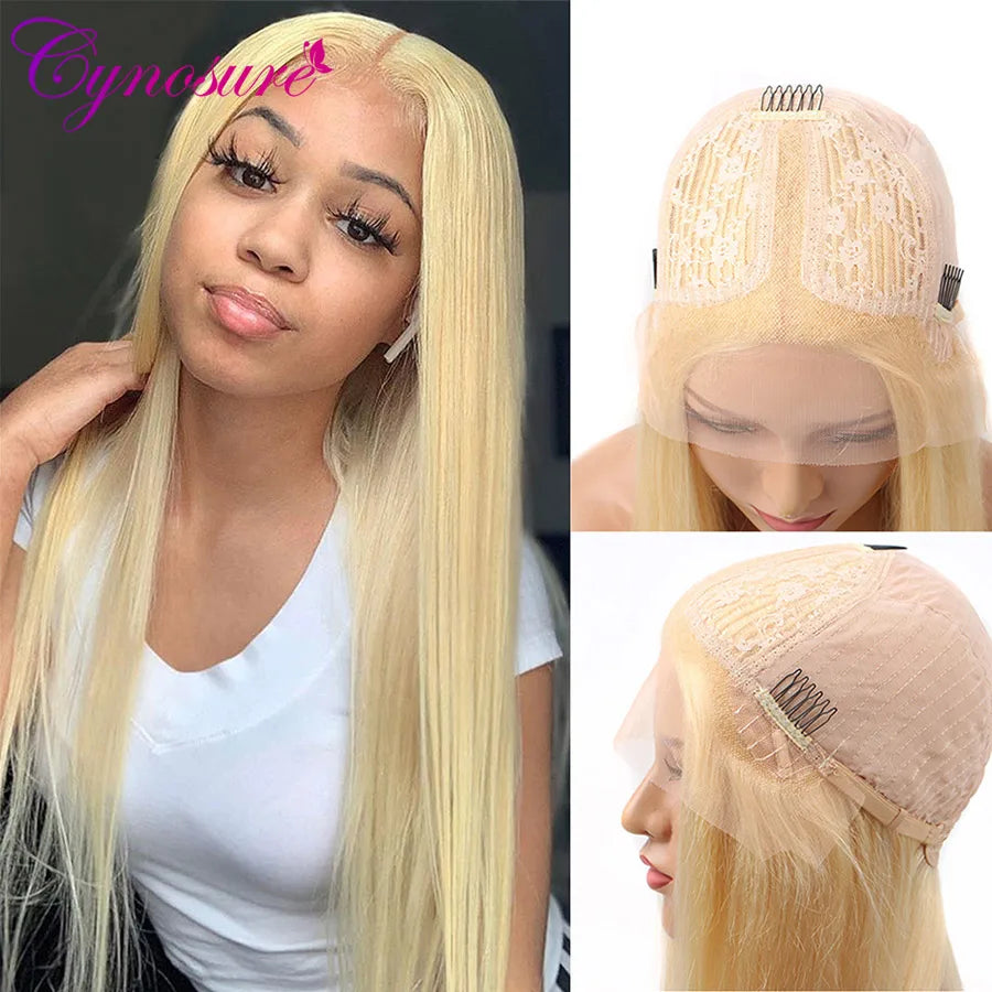 Cynosure 613 Blonde T Part HD Transparent Lace Front Human Hair Wigs For Black Women Brazilian Straight 13x4x1Lace Frontal wigs