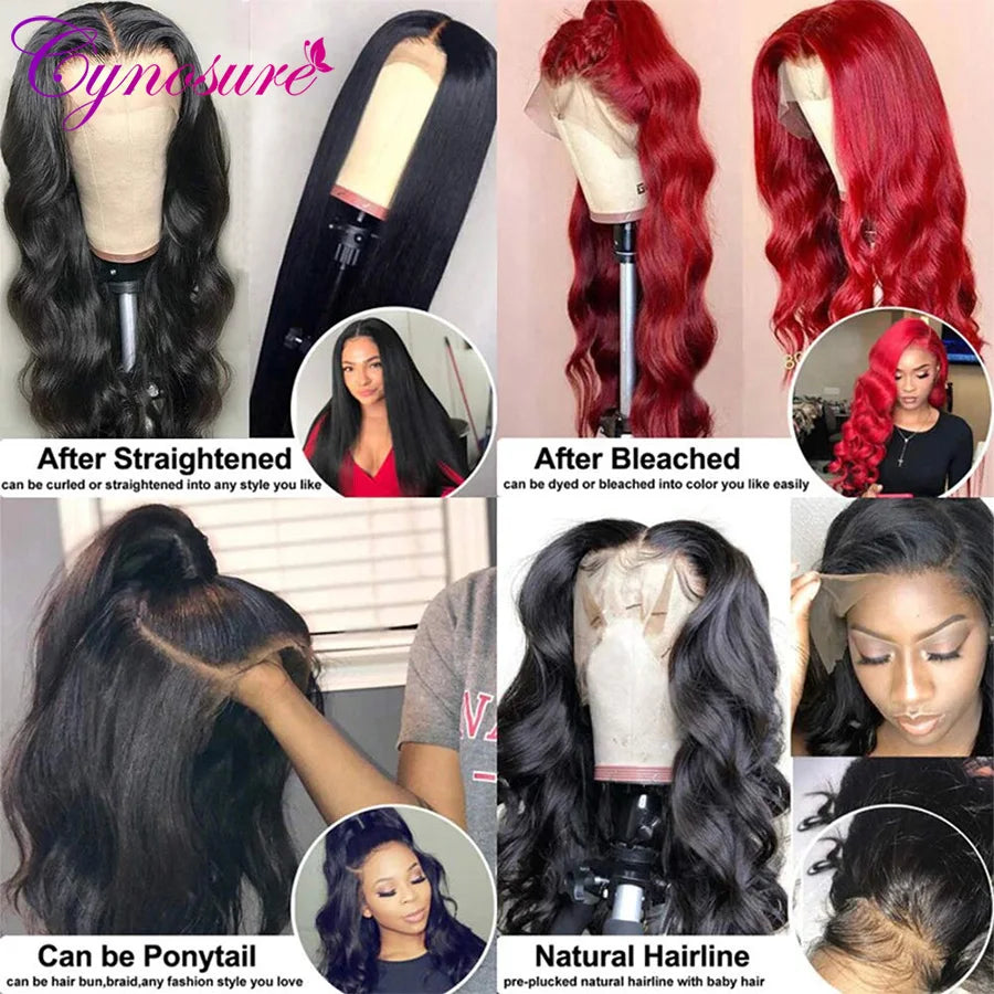 Cynosuere Lace Front Human Hair Wigs For Black Women Brazilian Body Wave Lace Frontal Wig Pre Plucked 4x4 Lace Closure Hair Wig