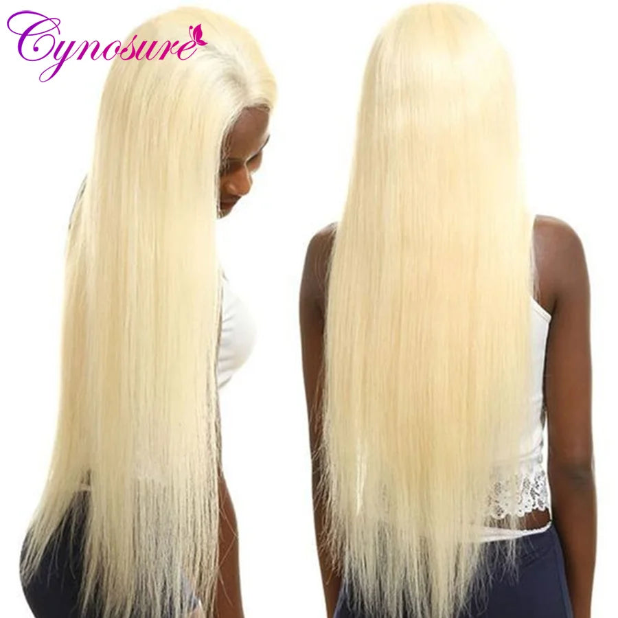 HD Transparent Lace Front Human Hair Wigs For Women PrePlucked Remy Brazilian Straight 613 Blonde Human Hair Wigs Cynosure Hair