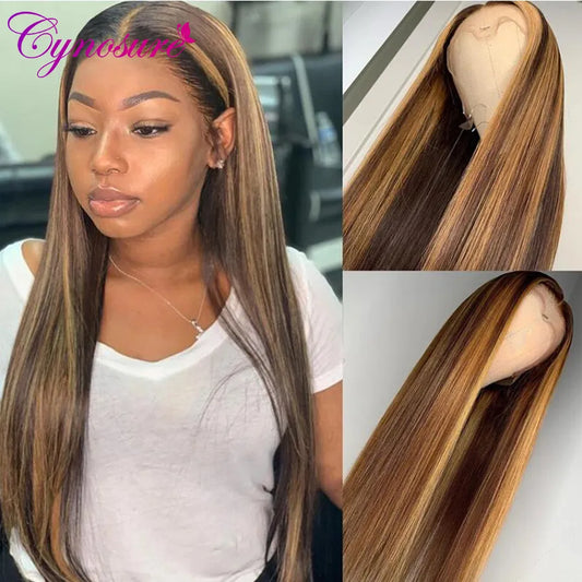 Cynosure #4/27 Highlight Human Hair Wigs Pre Plucked 13x4  Straight Lace Front Human Hair Wigs For Black Women Remy Frontal Wig