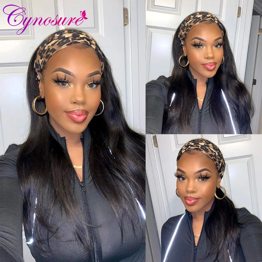 Cynosure Headband Wig Human Hair Glueless Brazilian Straight Human Hair Wigs For Black Women Remy Full Machine Made Wavy Hair