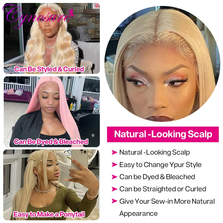 Cynosure 613 HD Lace Frontal Wig For Women 13X6 Honey Blonde Straight Lace Front Human Hair Wigs Pre Plucked With Baby Hair