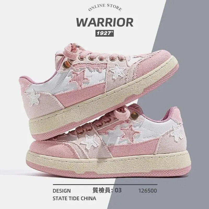 Warrior Chic Retro Women Shoes Classic Denim Punk Hip-hop Skateboard Stars Couples Sneakers Baskets Femmes Tendances 2023