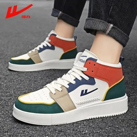 Warrior Original Brand Luxury Shoes For Men Fashion Leather Mixed Colors Lace-up Men's High Top Sneakers Basketball Skateboard