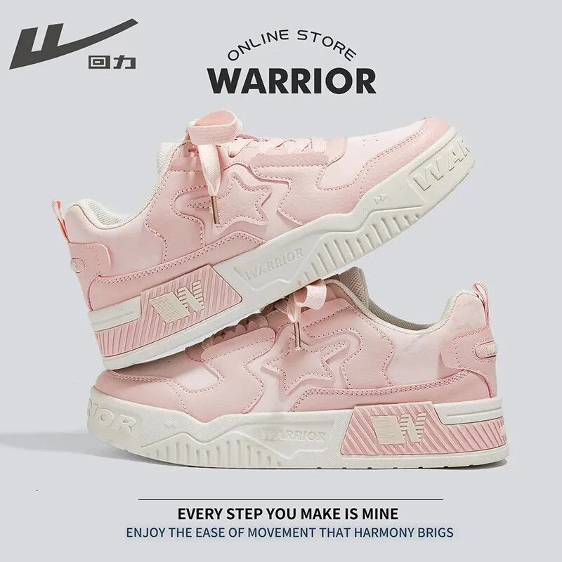 Warrior American style Sneakers Women Fashion Original Casual Shoes For Women Leather Sewing Lace-up Comfortable Walking shoes