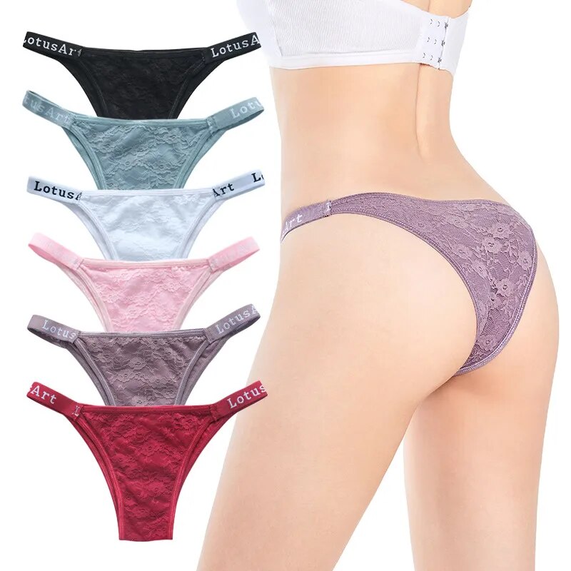 Sexy Lace Panties Women M-XL Brazilian Underpants Low-Rise Thongs Ladies Cotton Panty Letter Underwear Female G-string Lingerie