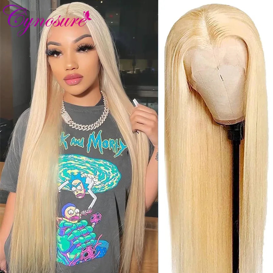 Cynosure 30inch 613 Blonde Lace Front Wig Human Hair Wigs For Women Transparent Lace Frontal Wig Blonde Bone Straight Human Hair