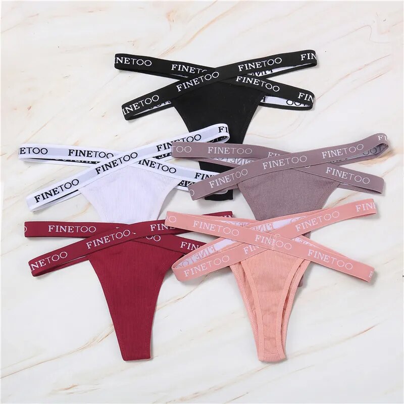 Sexy Low Waist Thongs Panties Women Cotton G-String Underwear Ladies Letter Belt Lingerie M-XL Girls Intimates Hollow Out Briefs