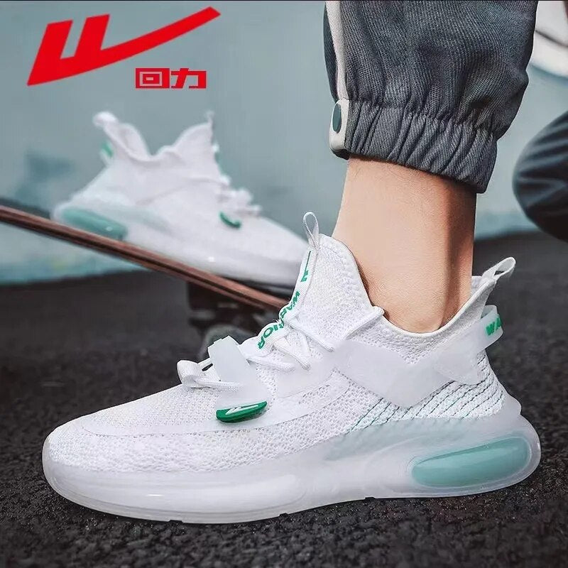 Warrior Breathable Hollow Air Cushion Male Sneakers Outdoor Fitness Running Shoes Solid Anti-slip Flat Bottom Mens Tennis