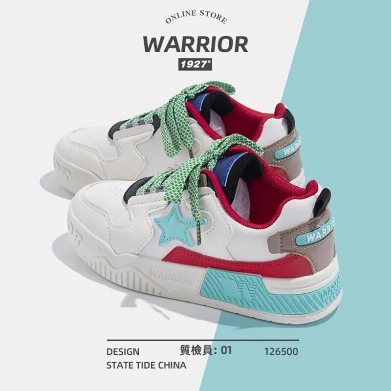 Warrior American style Sneakers Women Fashion Original Casual Shoes For Women Leather Sewing Lace-up Comfortable Walking shoes