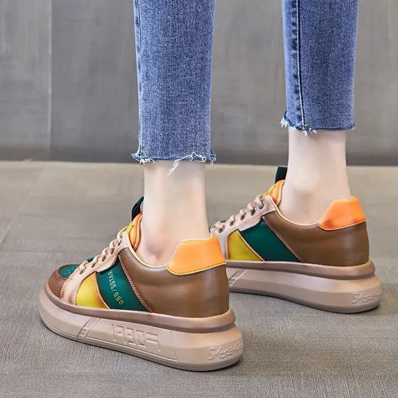 Warrior Vintage Genuine Leather Platform Woman Sneakers Trend luxury Replica Sneakers High Street Fashion Walking Shoes