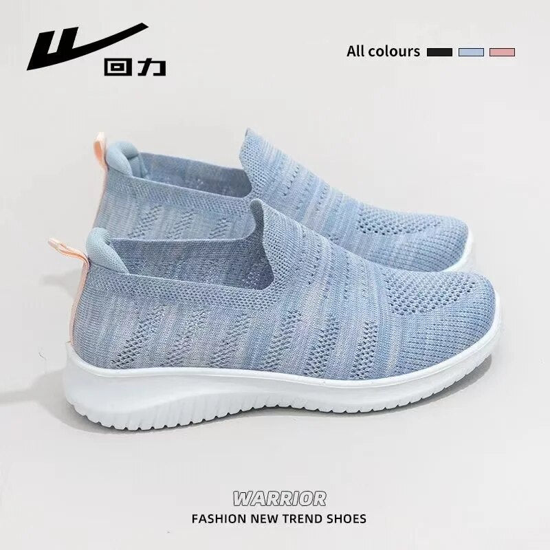 Warrior Women's Slip-on Shoes Lightweight and Breathable Mom Casual Sneakers Ladies 2023 Summer Jogging Walking Shoes