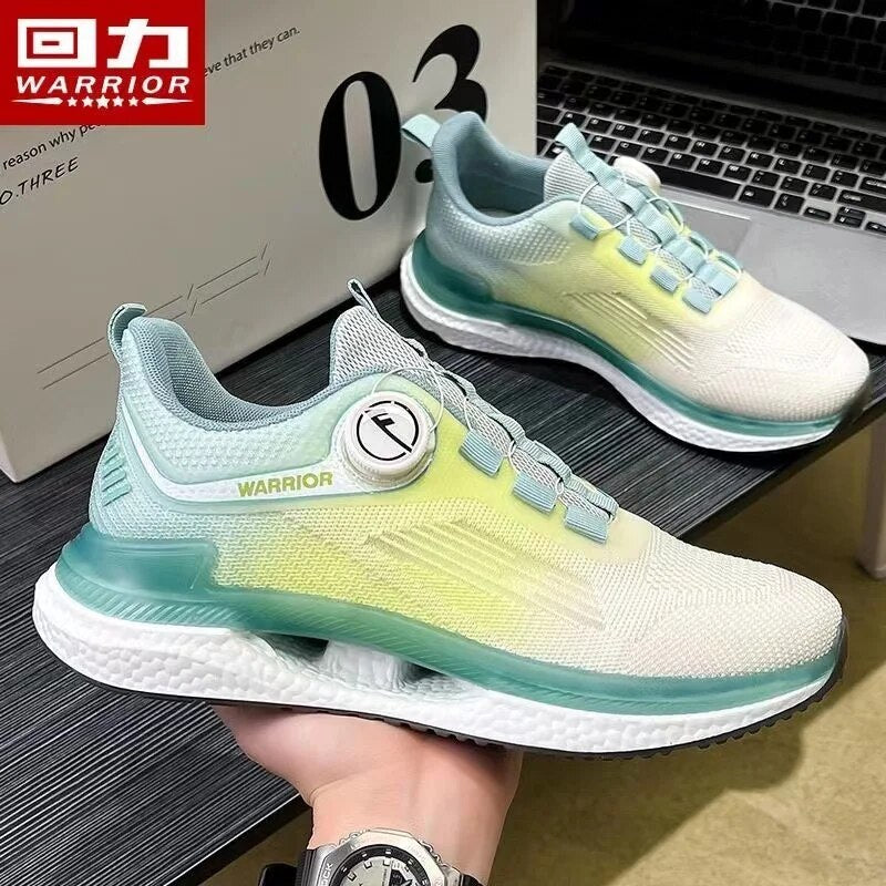 Warrior Luxury Brand Men And Women Breathable Light Air Cushion Running Shoes Gym Tennis Button Slip-On Shoes Casual Sneaker