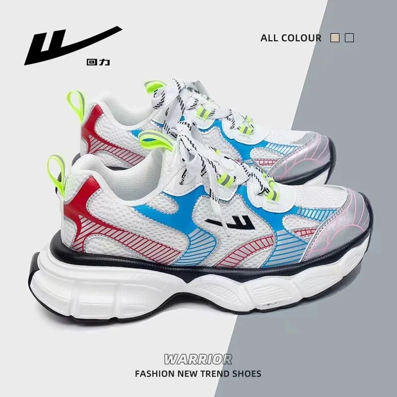 Warrior Original Brand Women's Sports Shoes Air Mesh Breathable Running Shoes Vibe Height Increasing College luxury Sneakers