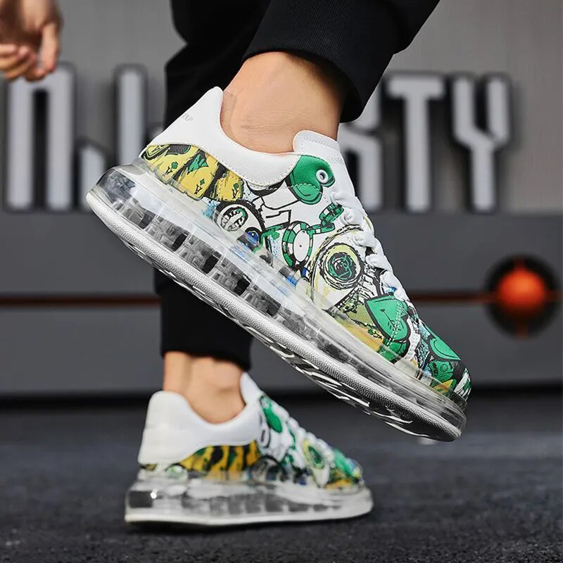 2023 Air Cushion Breathable Male Sneakers Couple sports shoes Trendy Graffiti Couple Sports Shoes Running Shoes baskets hommes