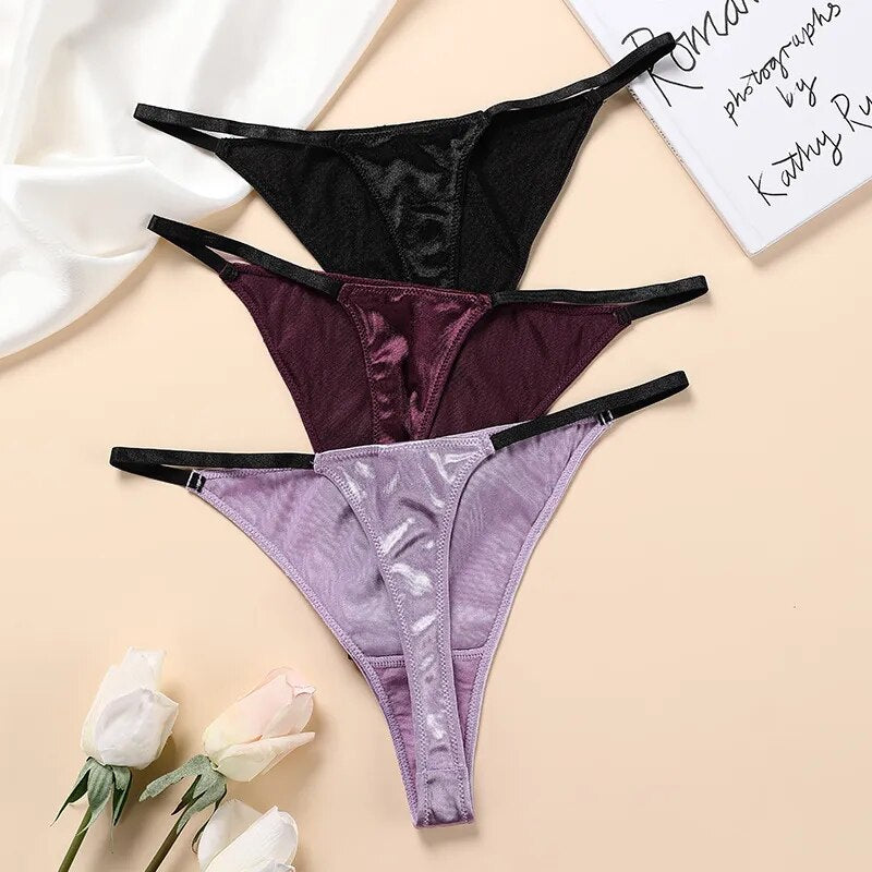 Sexy G-string Underwear Seamless Panties Solid Sports Panties for Women's Thongs Silk T Back Female Breathable Panties for Women