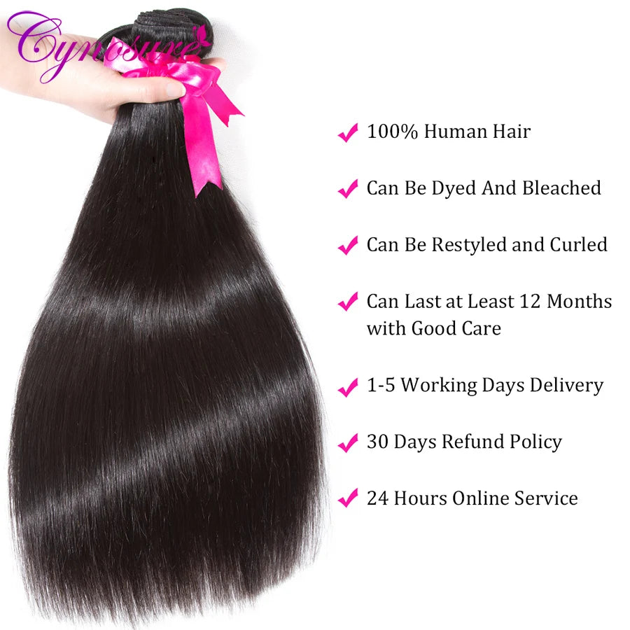 Cynosure Hair Straight Bundles 1 PC Brazilian Straight Human Hair Weave Double Weft Human Hair Bundles Remy Hair