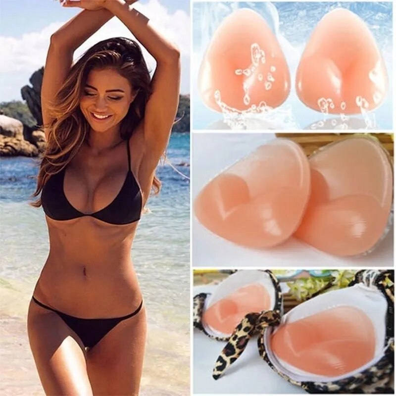 2Pcs Women's Breast Push Up Pad Silicone Bra Underwear Pad Nipple Cover Stickers Patch Bikini Insert Swimsuit Women Accessories