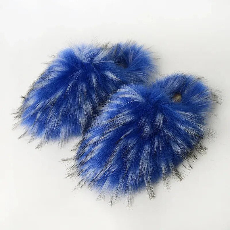 Y2k Oversized Women Slippers Winter Faux Fur Plush Elegant House Slipper Indoor And Outdoor Non-slip Furry Fluffy Home Shoes