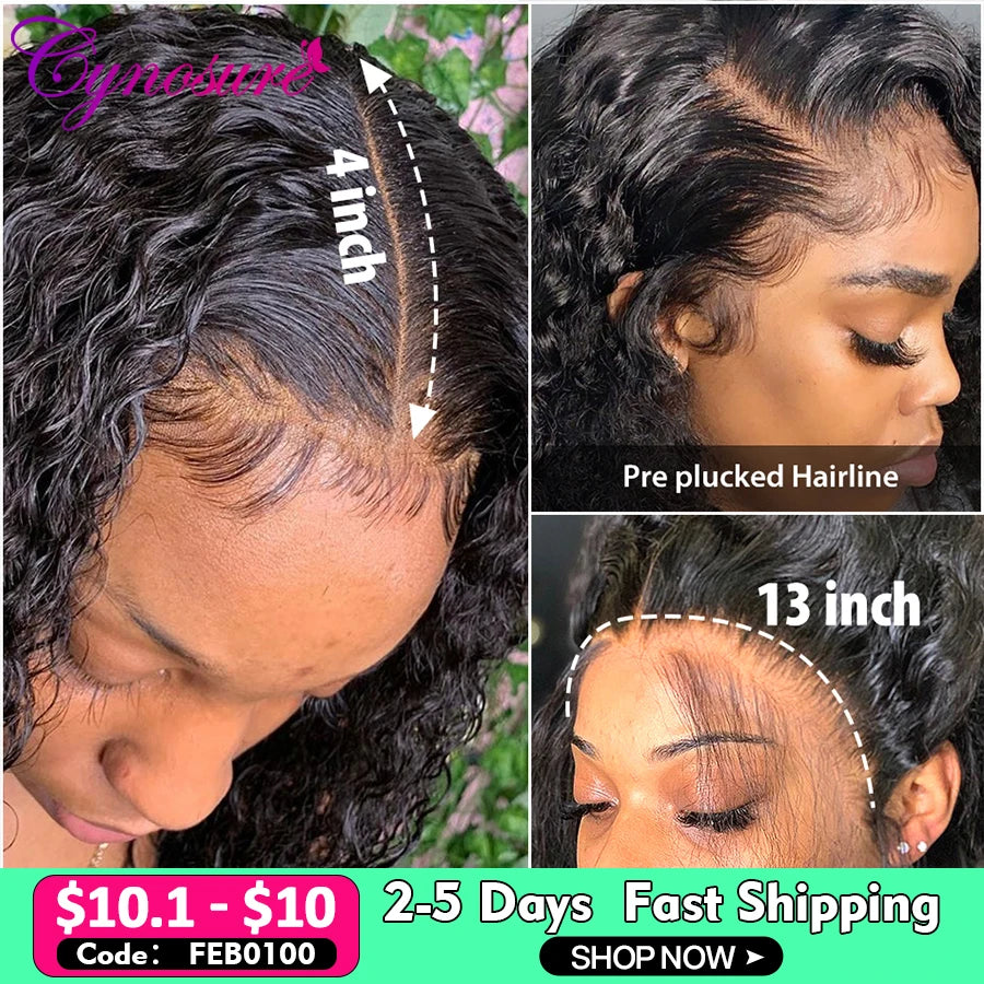 HD Transparent 13x4/13x6 Lace Front Human Hair Wigs For Women Pre Plucked Brazilian Kinky Curly Lace Frontal Wig Cynosure Hair