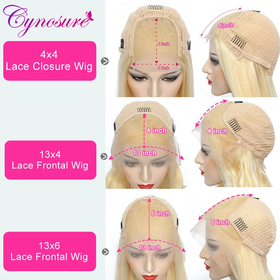 13x6 HD Transparent 613 Blonde Lace Frontal Human Hair Wigs Cynosure Brazilian Bone Straight 13x4 Lace Front Human Hair Wigs