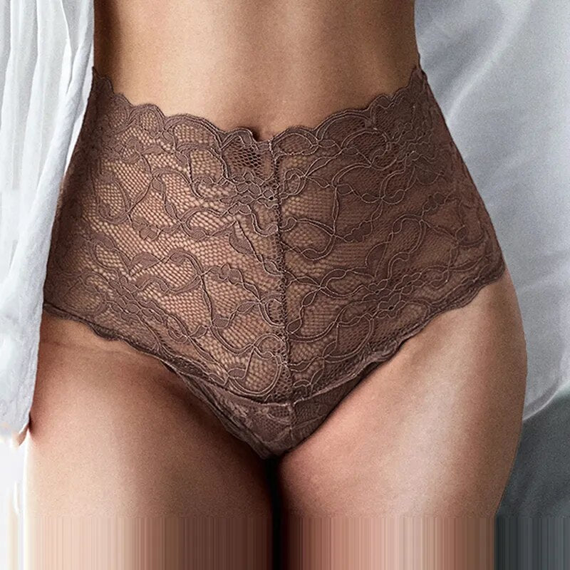 Women Sexy Lace Embroidery Panties Sexy Lingerie High-Rise Transparent Seamless Underwear Female Solid Color G-String Underpants