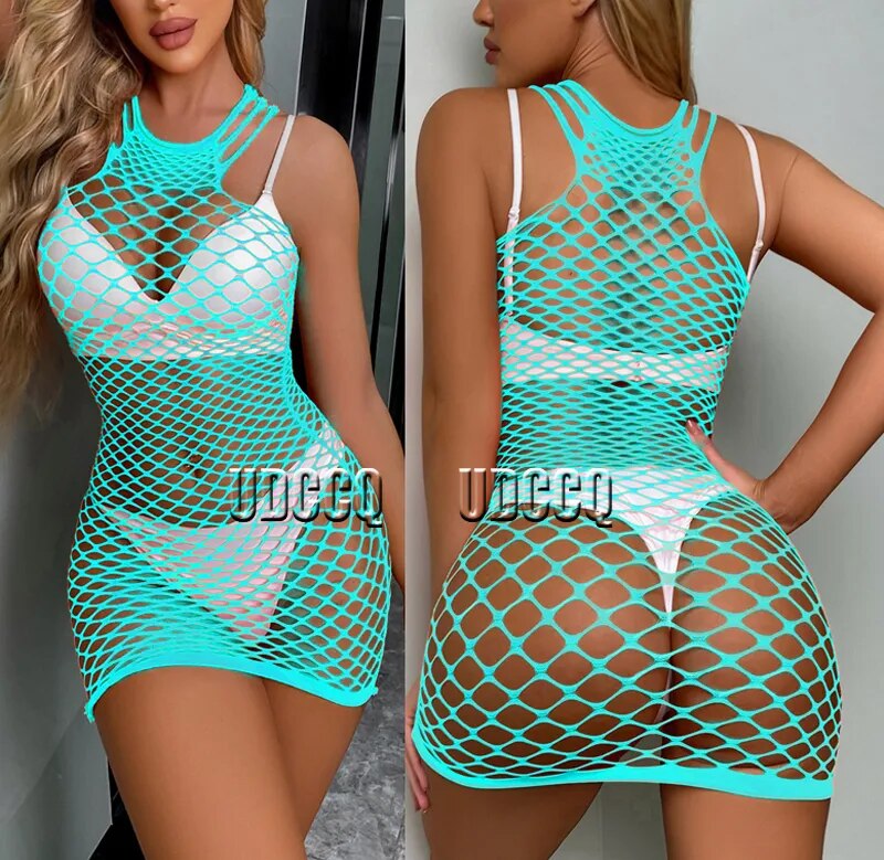 HOT Sexy Fishnet Lingerie Sheer Babydoll dress Underwear Body stocking Chemises Catsuit lace pattern bikini body suit bodysuits