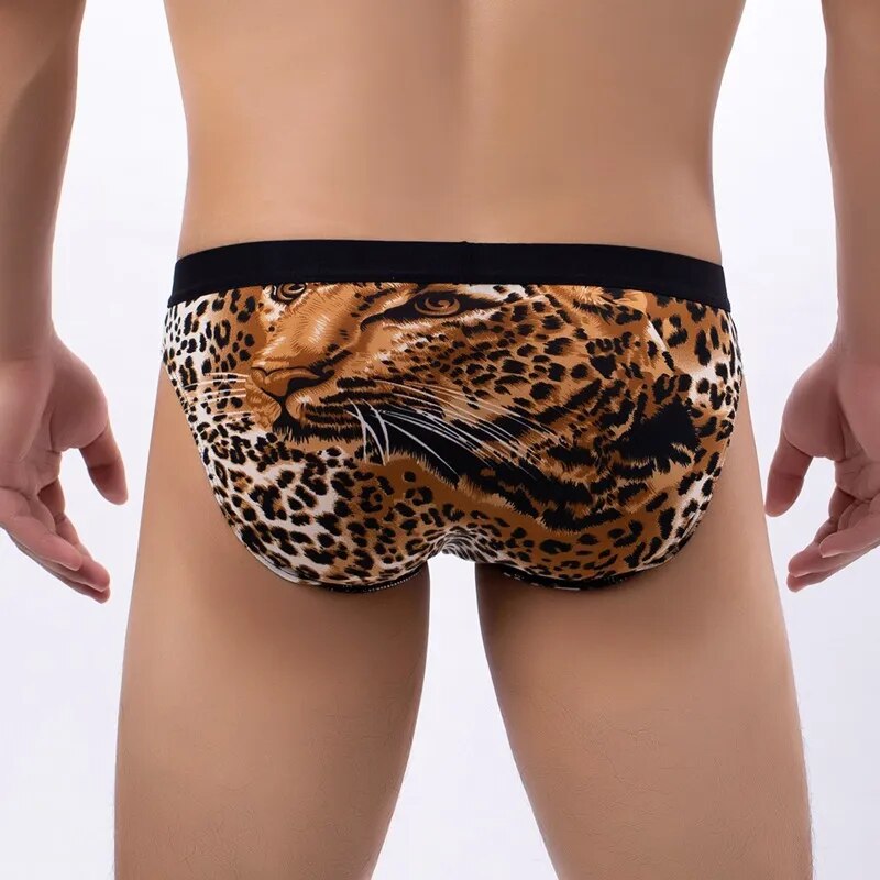 Sexy Men's Underwear Briefs Shorts Bikini Slip Homme Leopard Panties Man Breathable U Convex Pouch Low Rise Underpants Thong