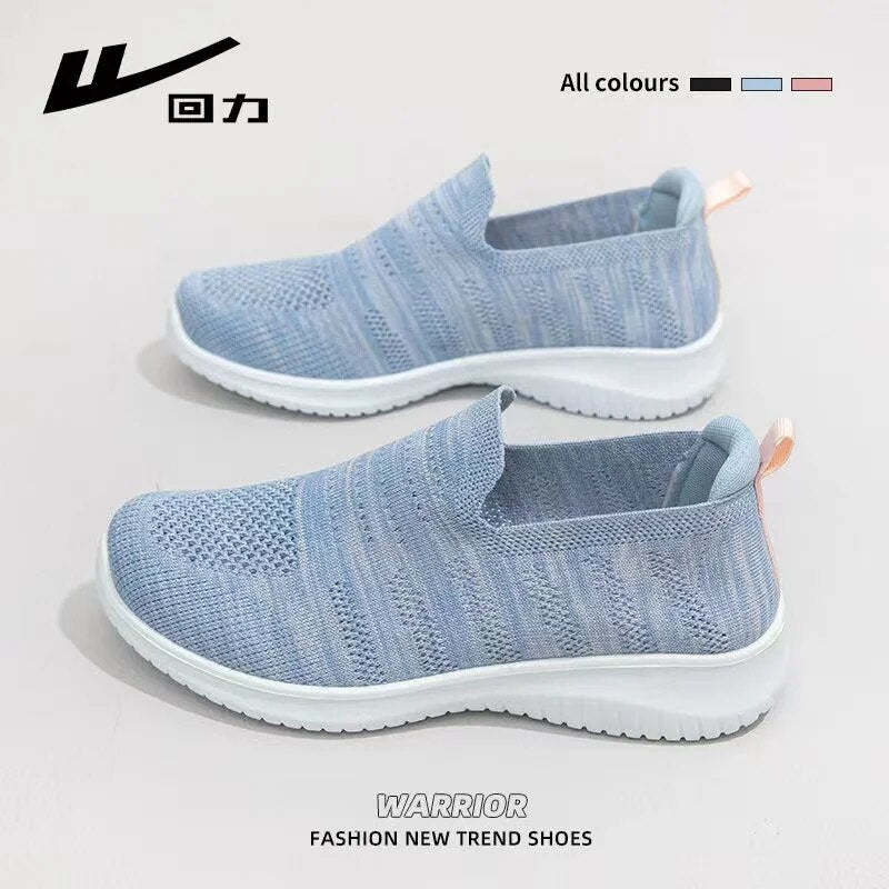 Warrior Women's Slip-on Shoes Lightweight and Breathable Mom Casual Sneakers Ladies 2023 Summer Jogging Walking Shoes