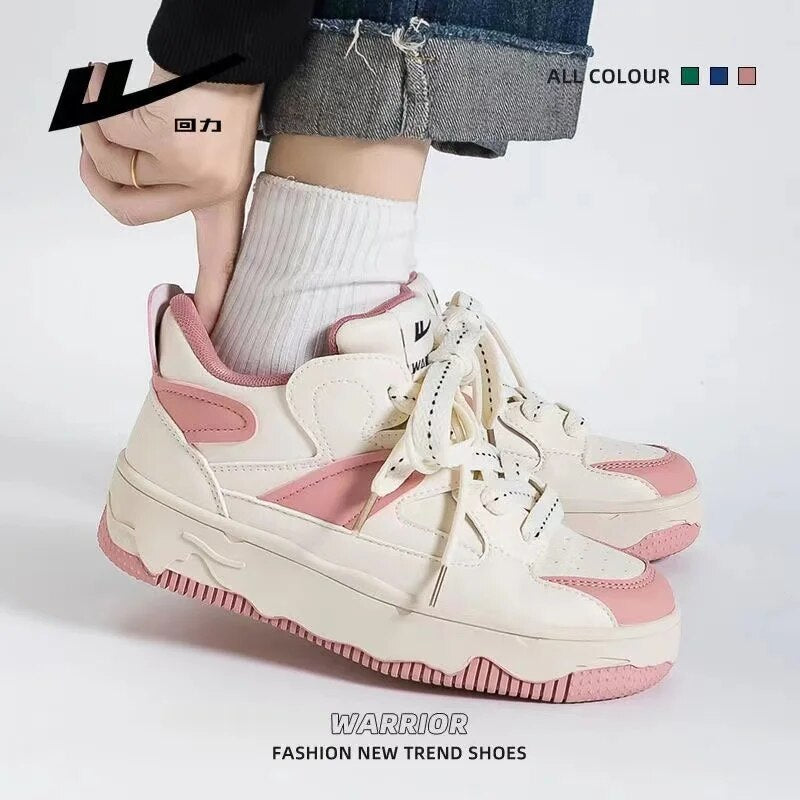 Warrior Luxury Brand Sneakers korean Fashion Skateboard Platform Tennis For Women Elegant Lace-up Sewing Women's Shoes High-qual