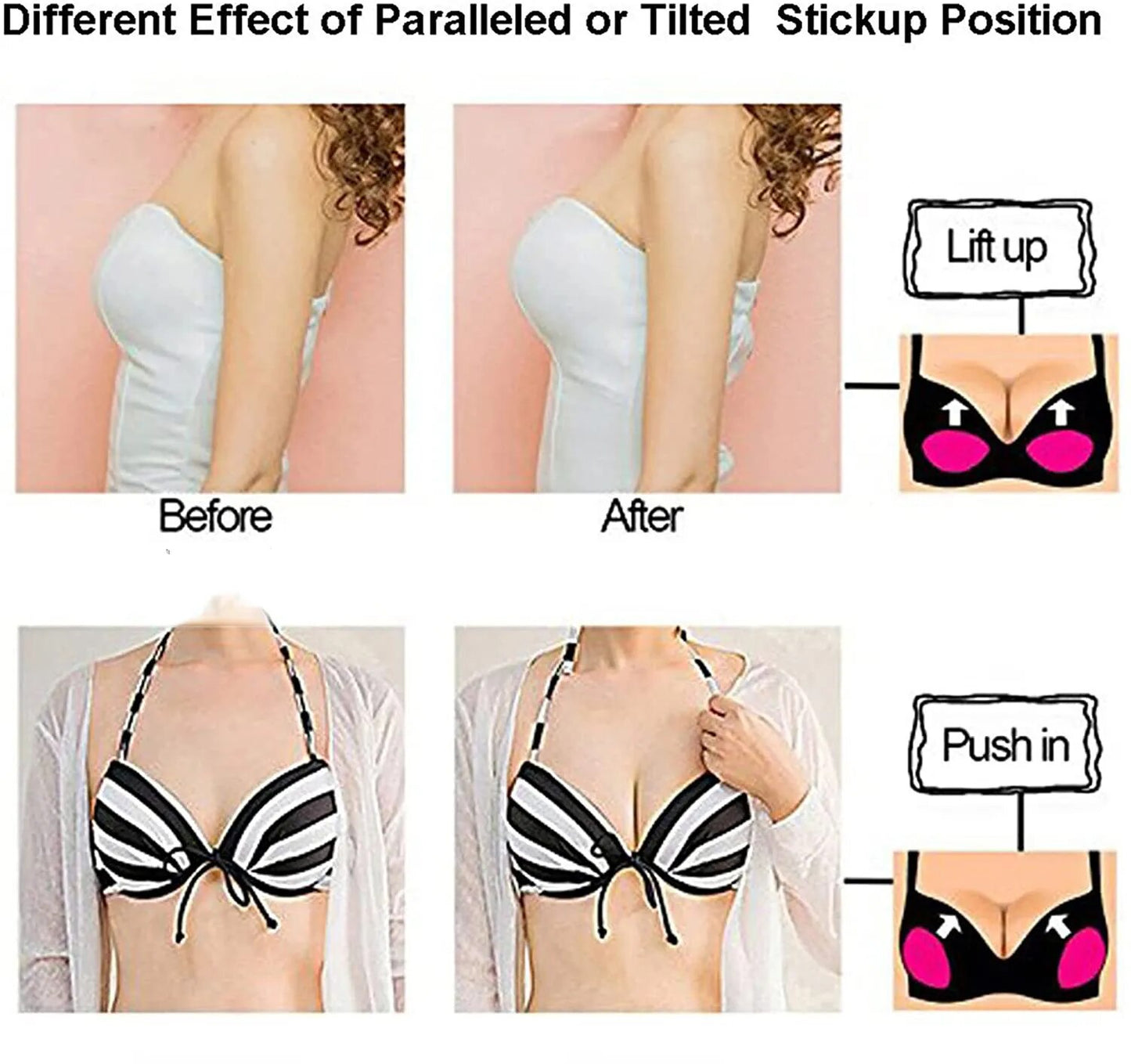 2Pcs Women's Breast Push Up Pad Silicone Bra Underwear Pad Nipple Cover Stickers Patch Bikini Insert Swimsuit Women Accessories