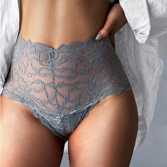 Women Sexy Lace Embroidery Panties Sexy Lingerie High-Rise Transparent Seamless Underwear Female Solid Color G-String Underpants