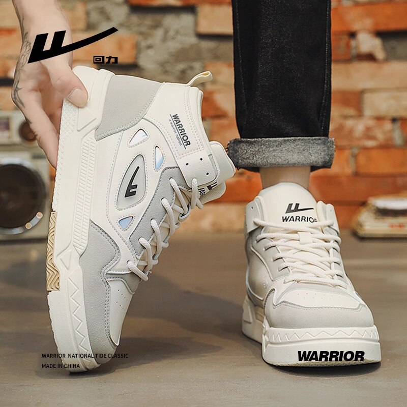 WARRIOR High-Top Walking Shoes For Men Casual Men's Designer Leather Lightweight Sneakers Male Outdoor Sports Running Shoes