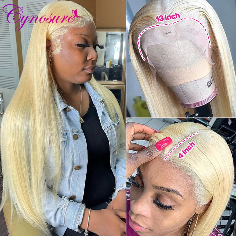 13x6 HD Transparent 613 Blonde Lace Frontal Human Hair Wigs Cynosure Brazilian Bone Straight 13x4 Lace Front Human Hair Wigs