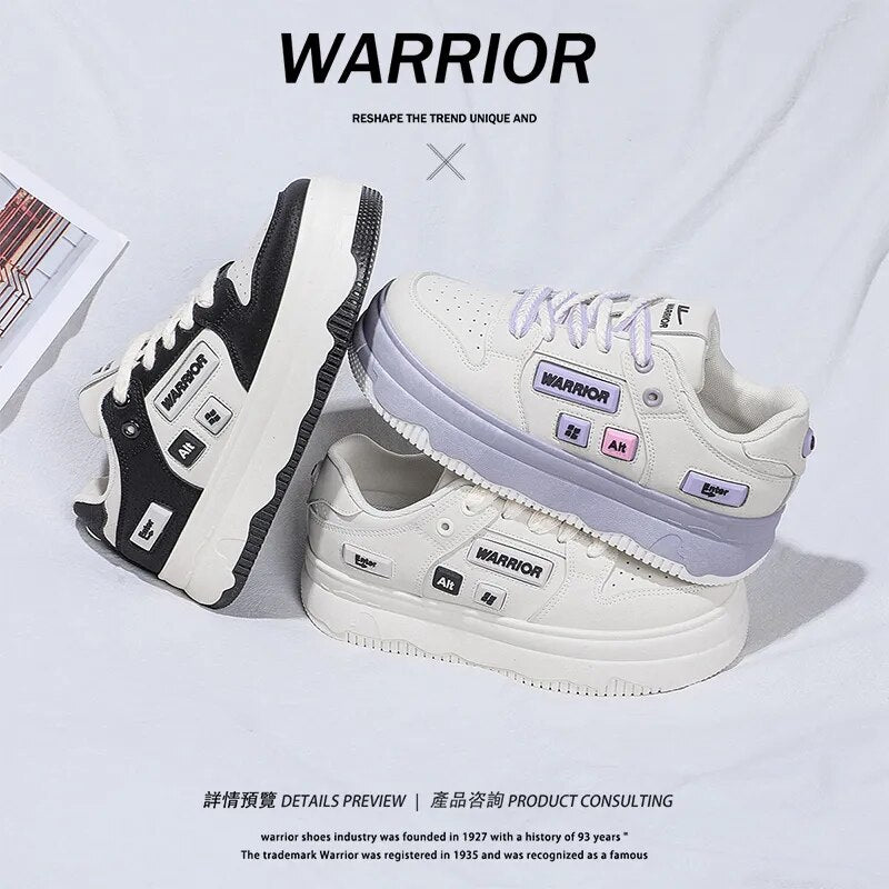 Warrior Fashion Women Shoes 2023 Pu Original Leather Sewing Chunky Casual Female Sneakers Trainers Star Luxury Walking Boots