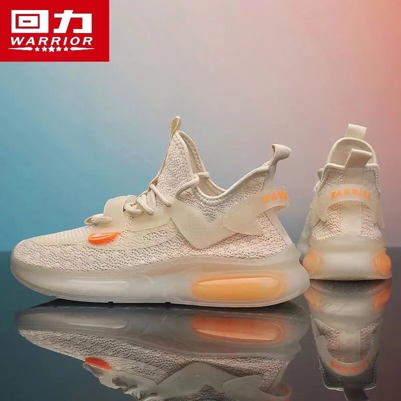 Warrior Breathable Hollow Air Cushion Male Sneakers Outdoor Fitness Running Shoes Solid Anti-slip Flat Bottom Mens Tennis