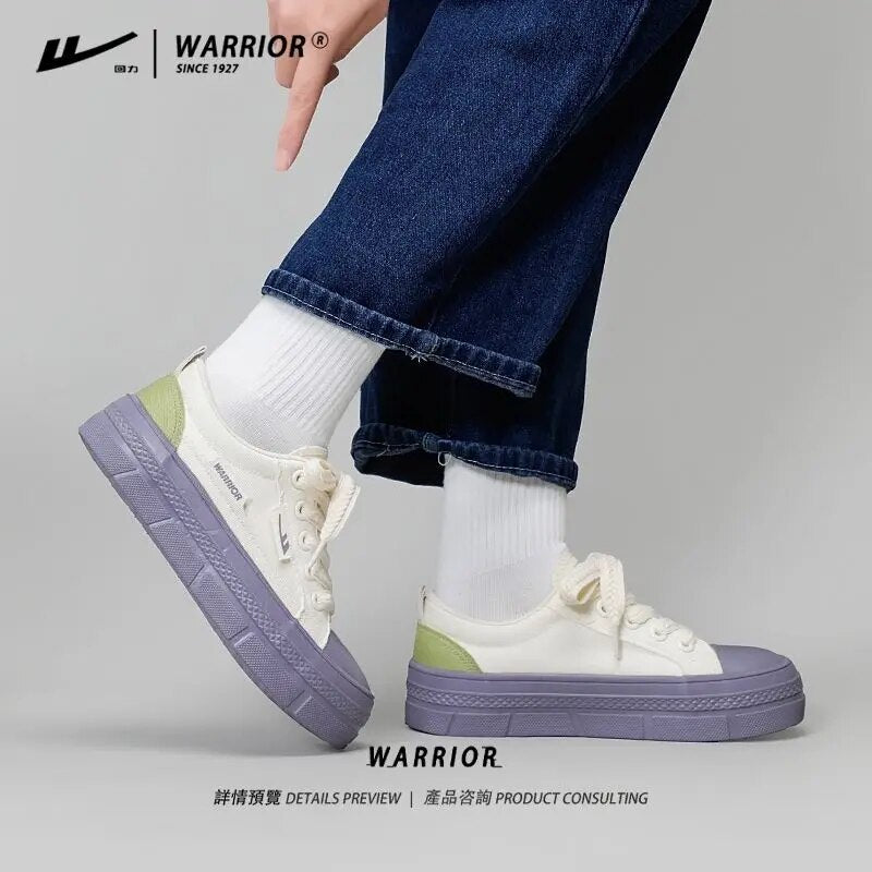 Warrior Brand Woman Canvas Shoes 2023 Chic And Elegant White Platform Sneakers Street Fashion Casual  Lace-up Walking Shoes