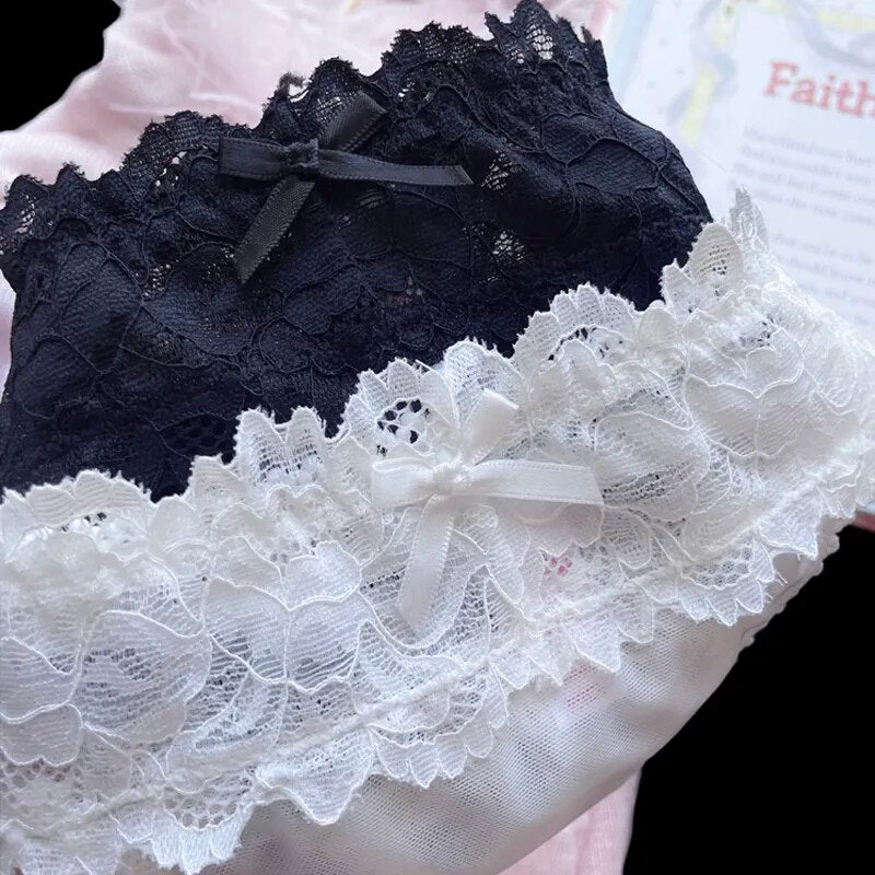 CINOON Sexy Women Lace Panties Low-waist Underwear Thong Female G String Removable Ball Lingerie Temptation Embroidery Intimates