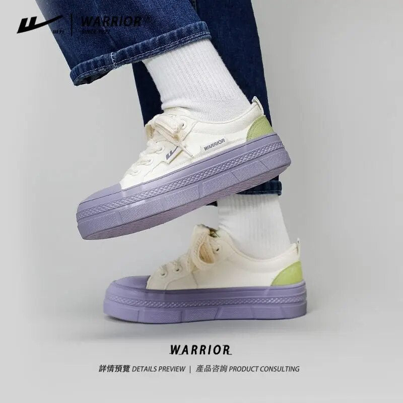 Warrior Brand Woman Canvas Shoes 2023 Chic And Elegant White Platform Sneakers Street Fashion Casual  Lace-up Walking Shoes