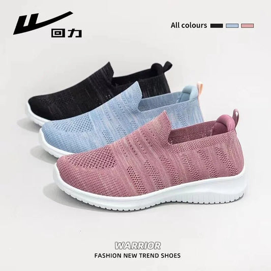 Warrior Women's Slip-on Shoes Lightweight and Breathable Mom Casual Sneakers Ladies 2023 Summer Jogging Walking Shoes